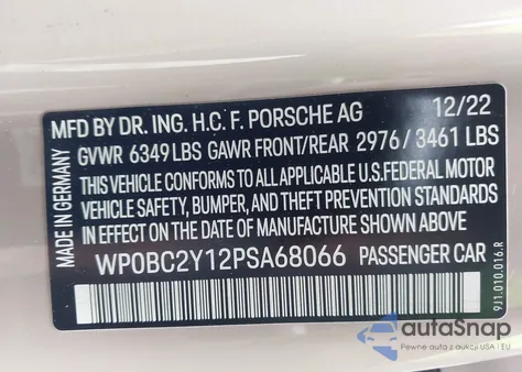 2023 Porsche Taycan Cross Turismo Turbo/Turbo S из США, поврежденный, VIN WP0BC2Y12PSA68066